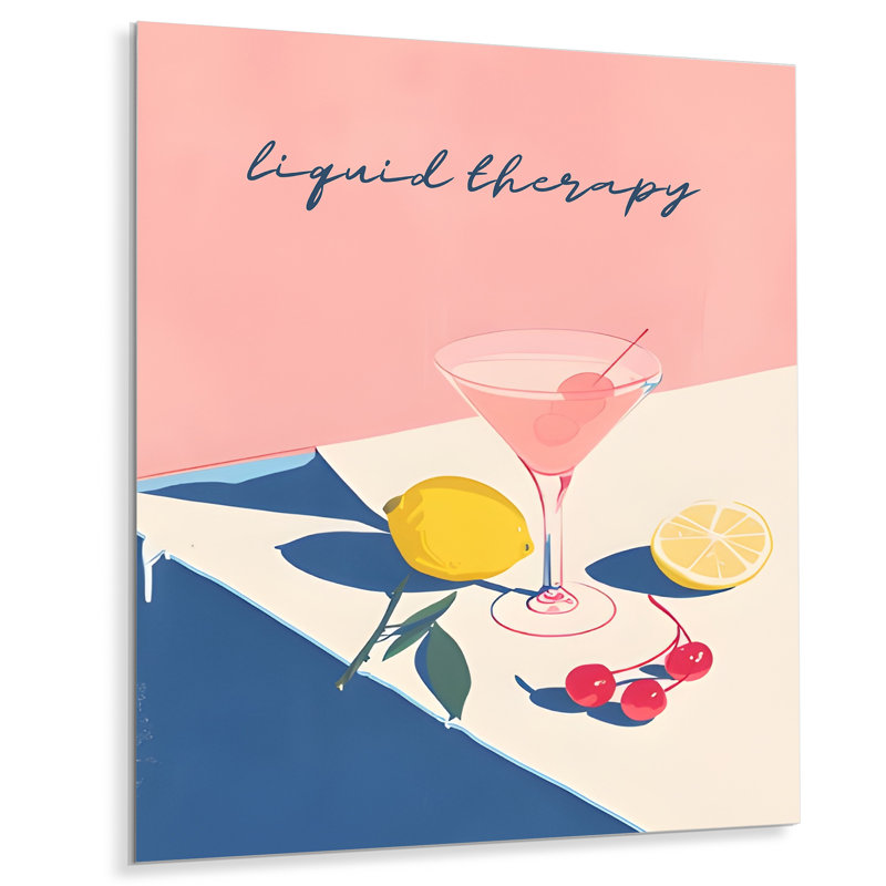 Rose, art martini et citron, H 20 po x l 12 po, Sans cadre