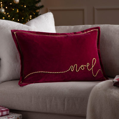 Winter Noel Red Rectangular Throw Cushion