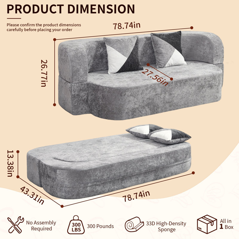Canapé-lit coquille d'œuf, Argent / polyester gris