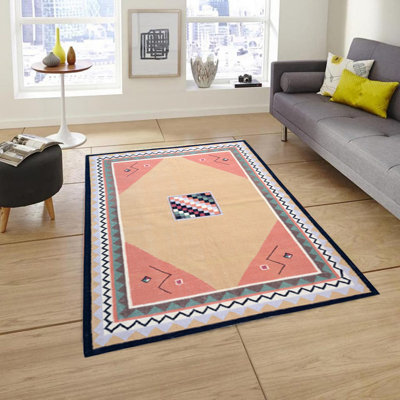 Burr Rectangle 145 cm x 195 cm Geometric Hand Woven Kilim