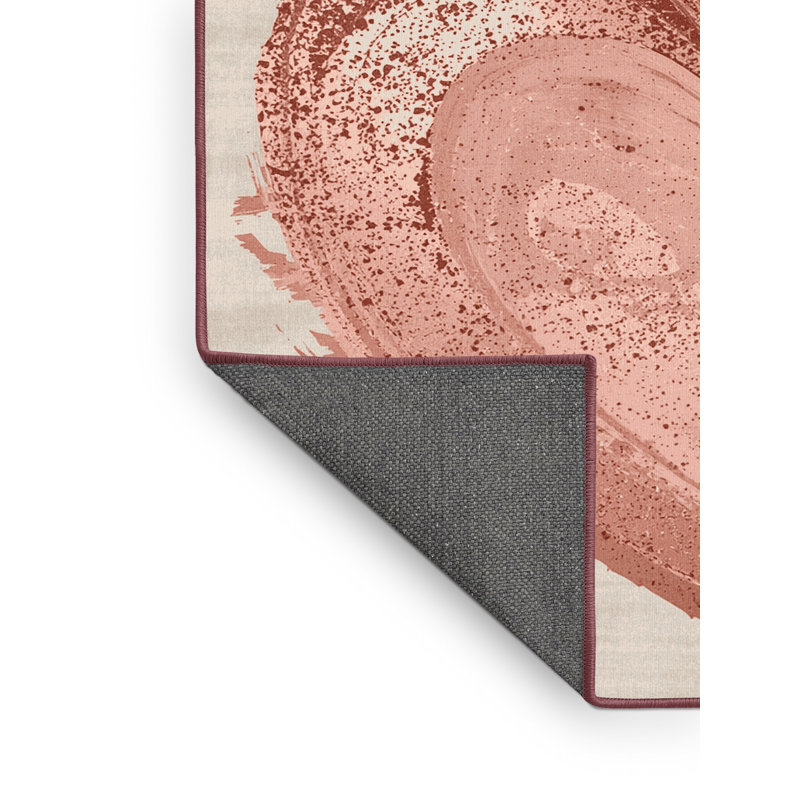 Soft Plush Feliz Valentines Modern & Contemporary Abstract Area Rug in Beige – Rose Binding, 3x5