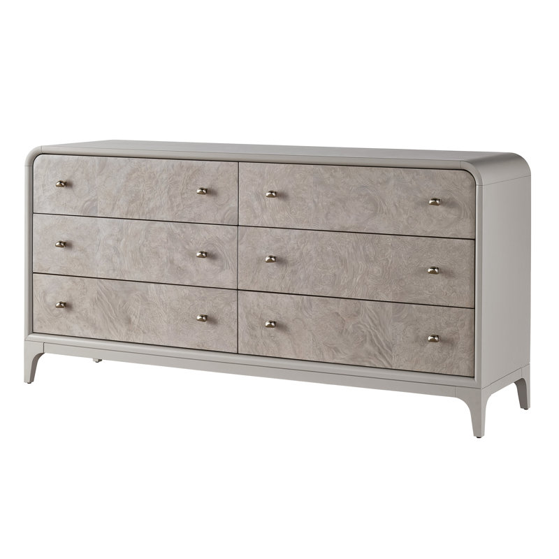 70" Immersion 6 Drawer Burl Front Dresser