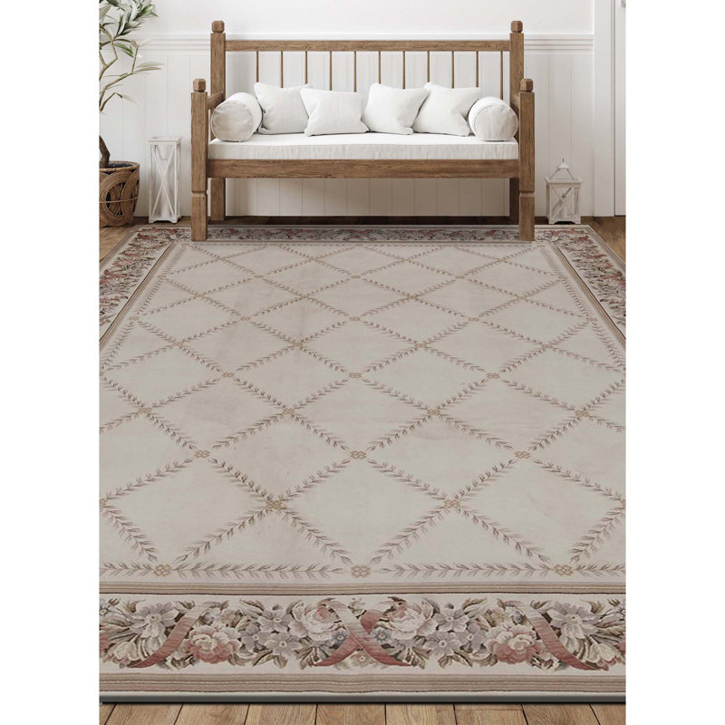 Tapis ivoire noué à la main de haute qualité