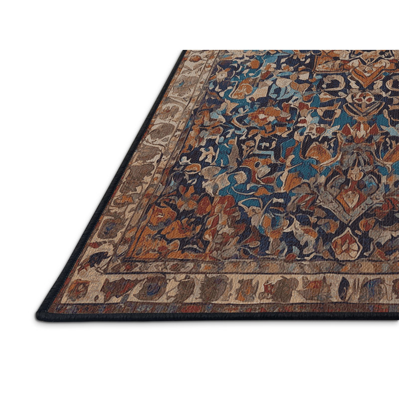 Machine Washable Black Area Rug, Round 8'