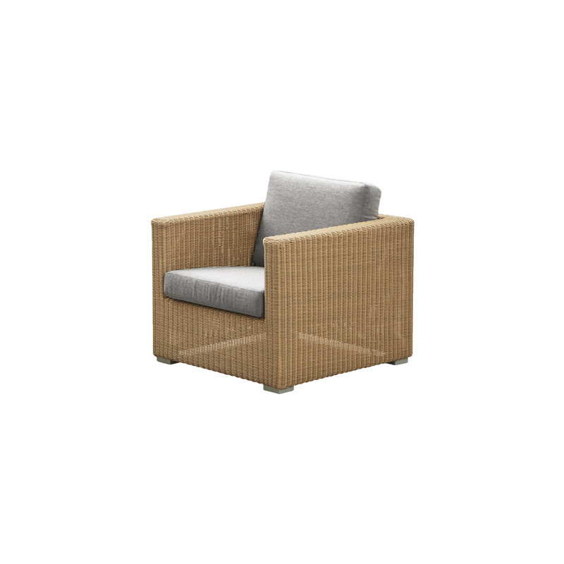Chester Patio Chair with Cushions, Black, Natural