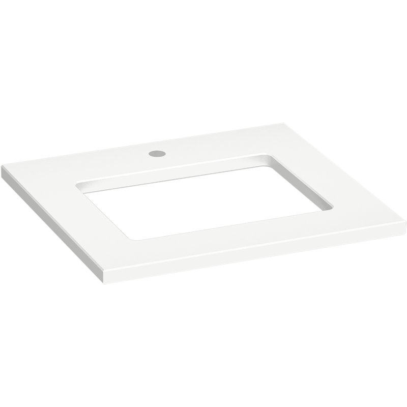 Dessus de meuble-lavabo Silestone Quartz 25 po avec découpe rectangulaire, Blanc Miami