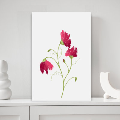 Art mural délicat avec fleurs rouges délicates et minimalistes
