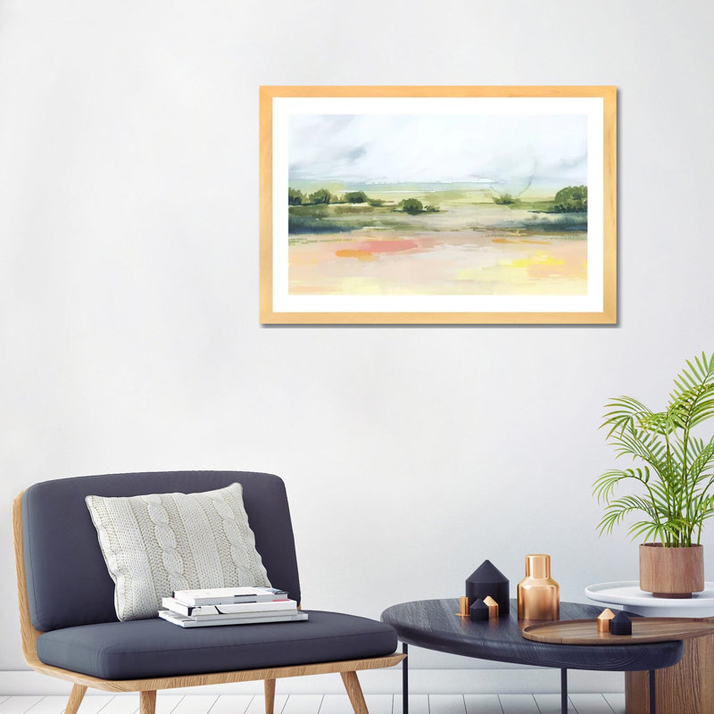 Sunéclairé Marsh I par Grace Popp-reproduction d’art, H 24 po x l 32 po x P 1 po, Toile avec cadre en bois beige, Blanc