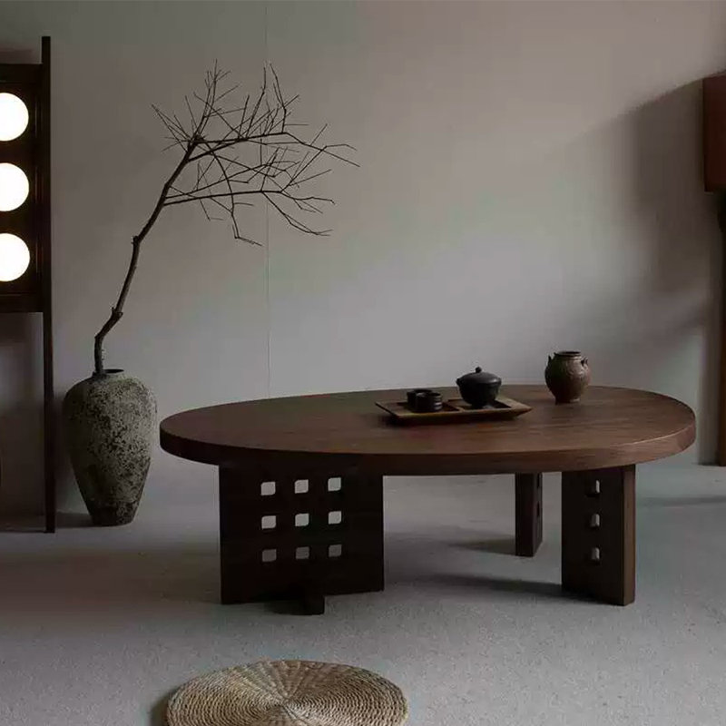 Round solid wood coffee table, Walnut