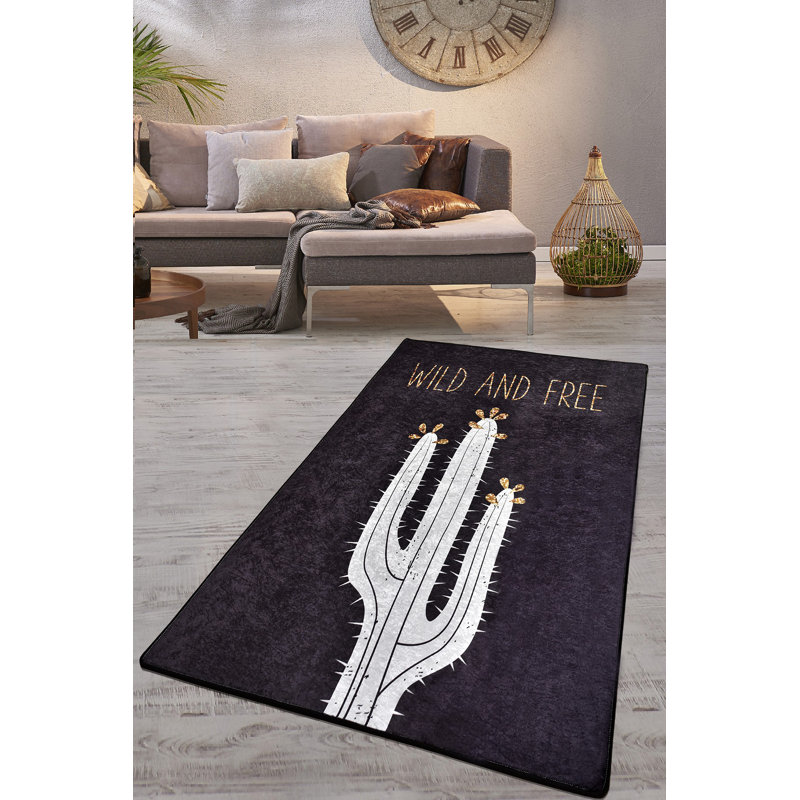 Durable Hall Carpet - 3.3 x 6.6 Feet, Black & White | 100% Polyester, Total Thickness: 0.4 Inches | Antibacterial, Non-Slip Underside, Machine Washable | Perfect for High Traffic Areas, Easy to Clean & Maintain