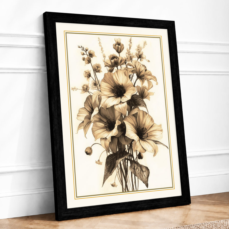 Gathered Daisies Botanical - Print, Black, A4 - 29.7 x 21.0 cm
