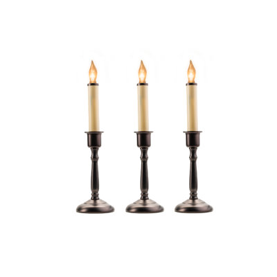 Unscented Flameless Taper Candle with Plastic Holder
