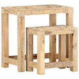 Ensemble de 2 tables d'appoint peintes à la main en bois de manguier massif