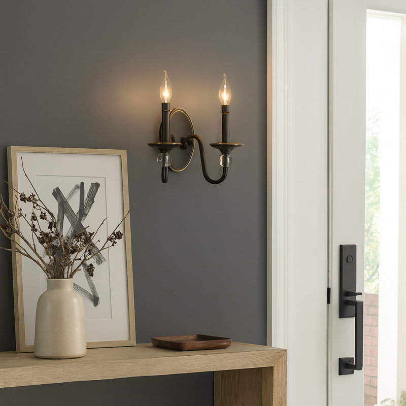 Eleanor 2-Light Candle Wall Light, Light Oiled Bronze
