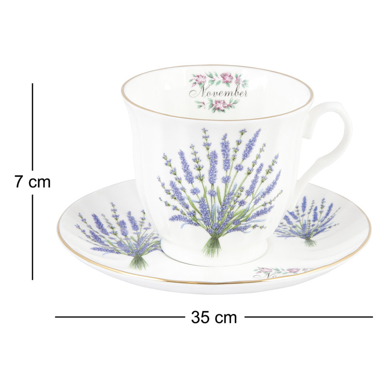 Flowers Of The Month Bone China Teacup and Saucer