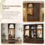 Armoire-penderie de 239 cm de haut avec 2 portes, éclairage DEL à détecteur de mouvement, 2 tiroirs et portes coulissantes de style grange. Meuble de rangement en bois avec compartiment supérieur. Parfait pour la chambre à coucher. Couleur : marron.-326746182-326746183