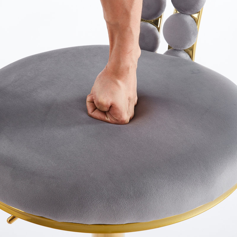 2 tabourets de bar modernes gris avec pieds en métal doré, doux, pour la chambre à coucher