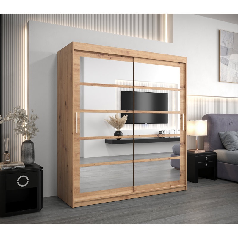 Arleni 2 Door Manufactured Wood Wardrobe, Artisan Oak
