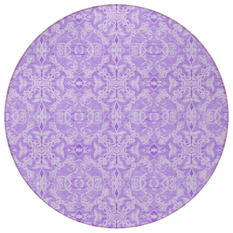 Tapis rond lavable et mauve 8 po
