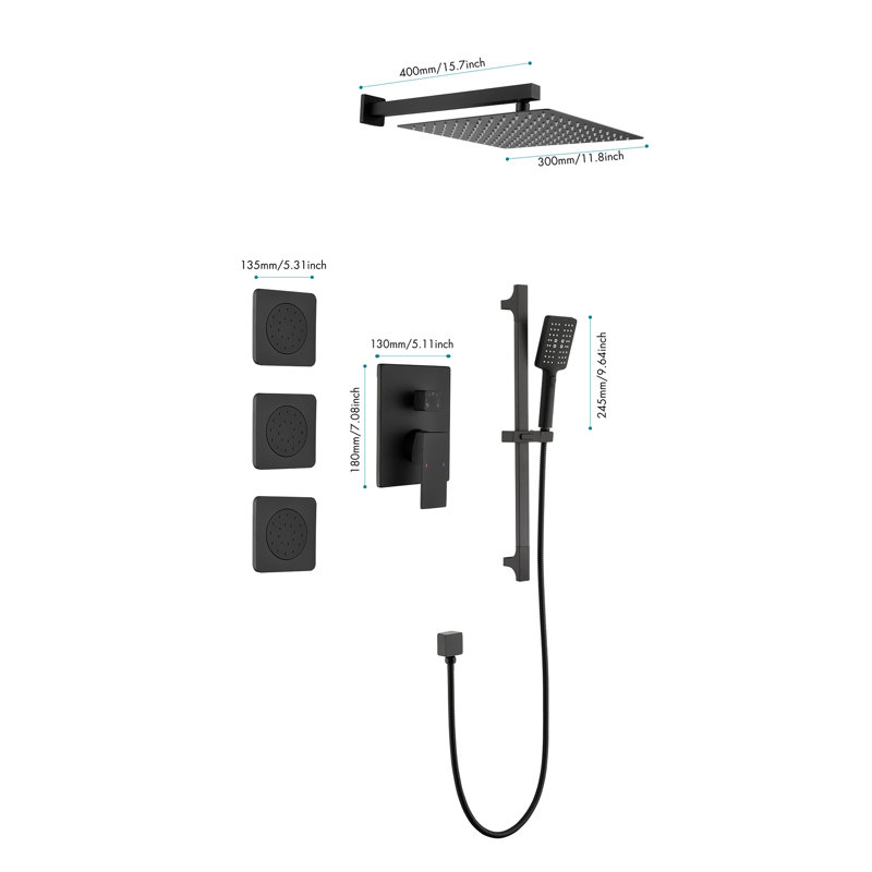 Complete Shower System With Rough In-valve, Matte Black