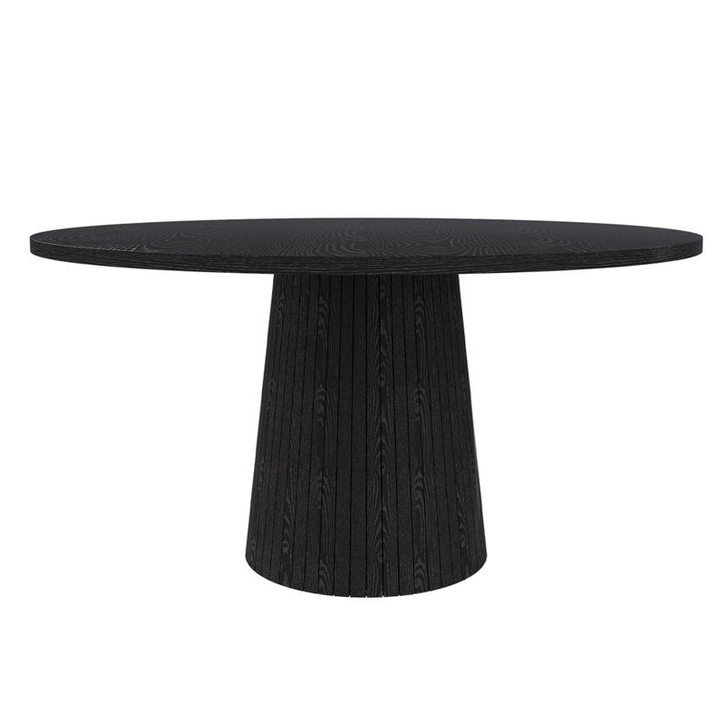 Table de salle à manger de 47 po en MDF pour 4 personnes, table de ferme moderne avec base en bois, table circulaire pour la cuisine et le salon