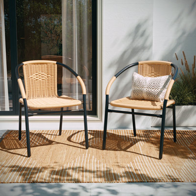 Arthor Rattan Indoor/Outdoor Stacking Restaurant Chairs (Set of 2)