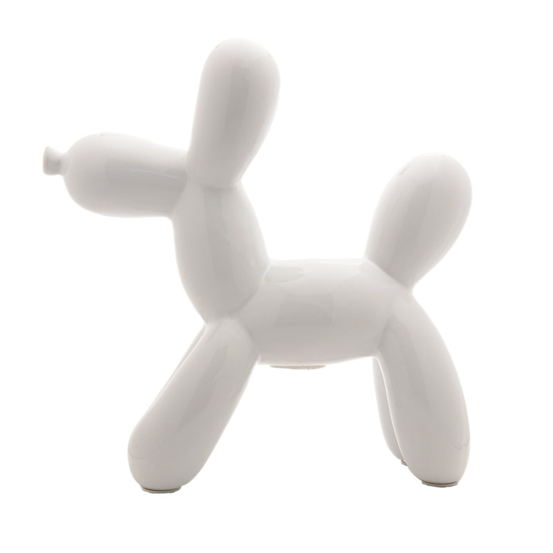 Plus Ceramic Dog Piggy Bank, 12" H x 4" W x 12" D, White