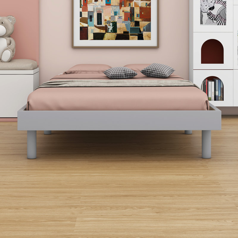 Base de lit plateforme flottante de conception moderne, Gris, Lit simple