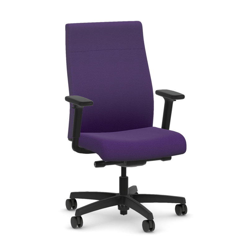 Chaise de bureau ergonomique en tissu HON Ignition 2.0, inclinaison avancée, structure noire, iris, Iris, Inclinaison avancée