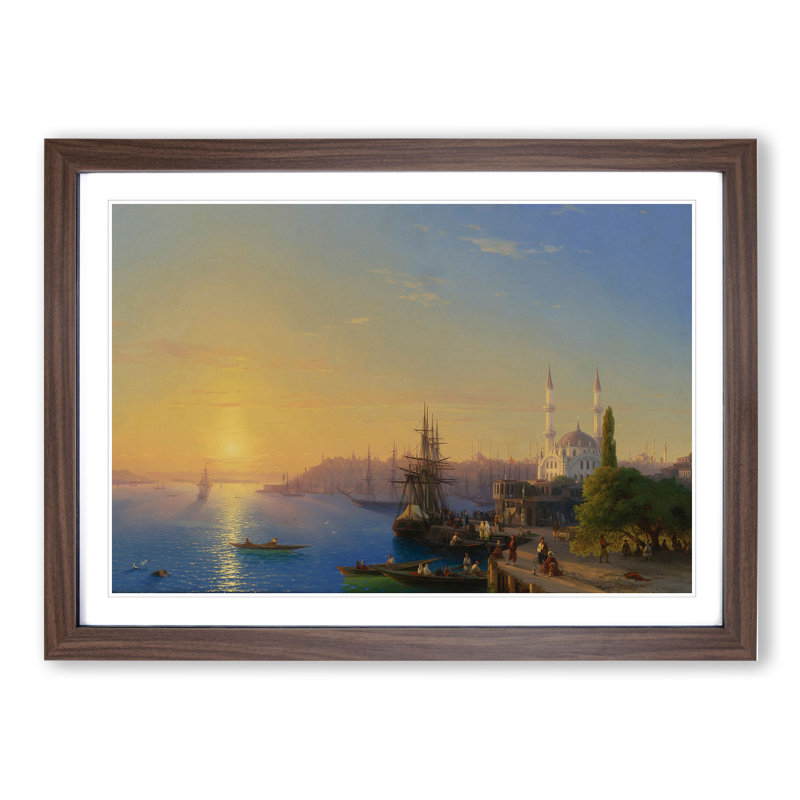 View of Constantinople by Ivan Aivazovsky - Picture Frame Painting, 27cm H x 36cm W x 2cm D, Walnut