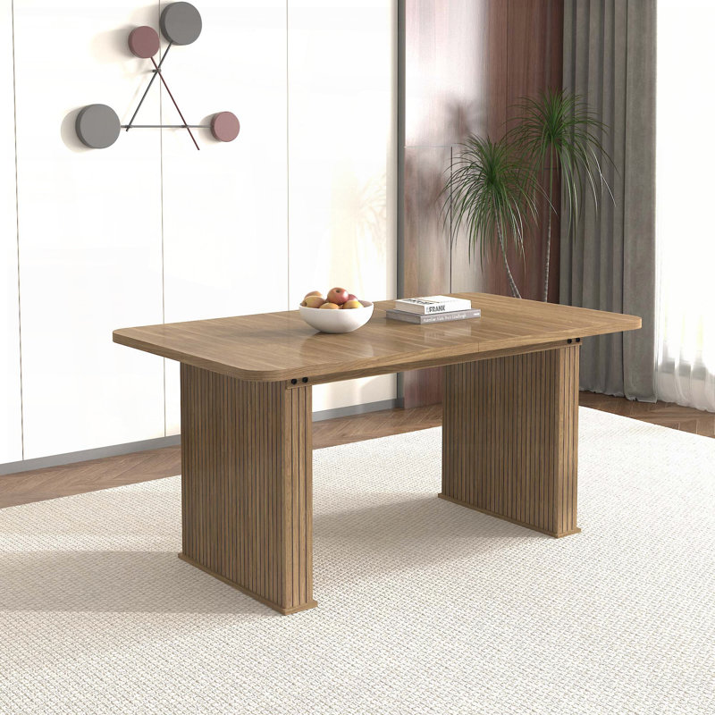 Table de salle à manger moderne en bois avec double piédestal pour 6 à 10 personnes