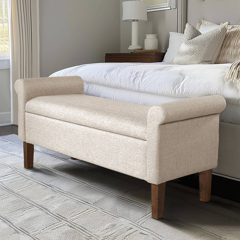 510 Design Aubrey Cream Tufted Upholstered Storage Bench with Lift-Top Compartment, Cream