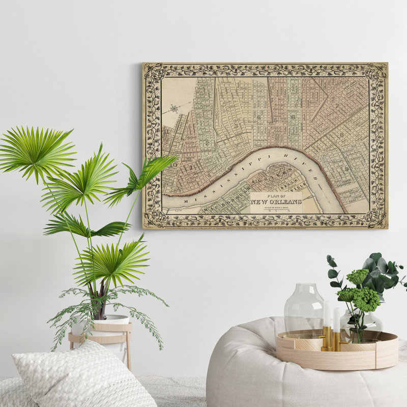 «Plan of New Orleans», reproduction d'art sur toile, H 12 po x l 8 po x P 1 po