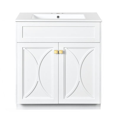 Ensemble de meuble-lavabo autoportant moderne avec lavabo en céramique