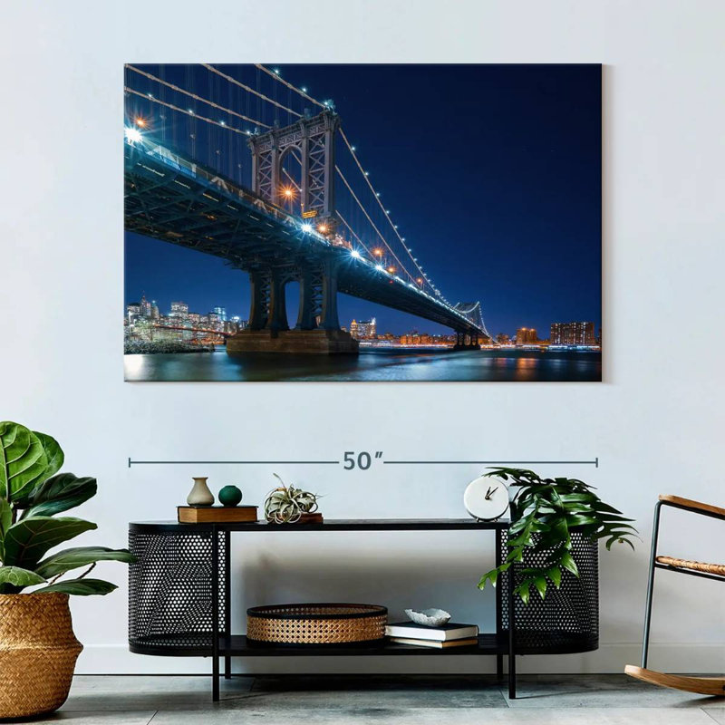 Lilie NYC Bridge At Night, H 34 po x l 51 po