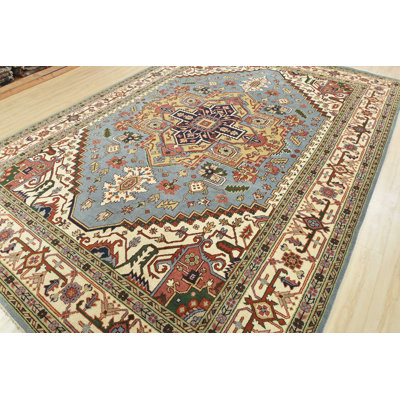 Tapis bleu unique de 9 pi 11 po x 14 pi 1 po