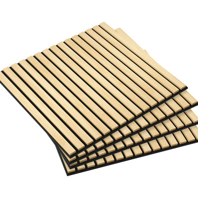Paquet de 4 panneaux muraux en faux bois 3D 24 po x 24 po Chêne insonorisant pour bureau à domicile