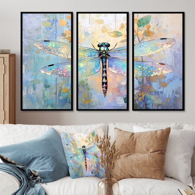 Iridescent Wings Of A Dragonfly II - Dragonfly Wall Art Living Room Set