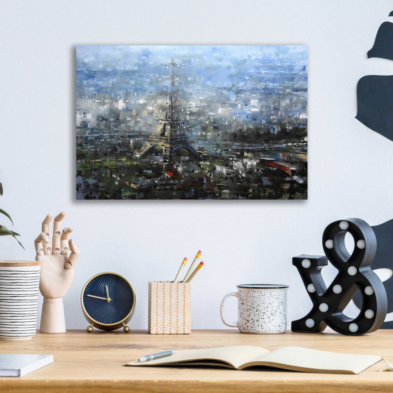 «Blue Paris» par Mark Lague, art mural en verre acrylique, H 12 po x l 16 po x P 0,13 po