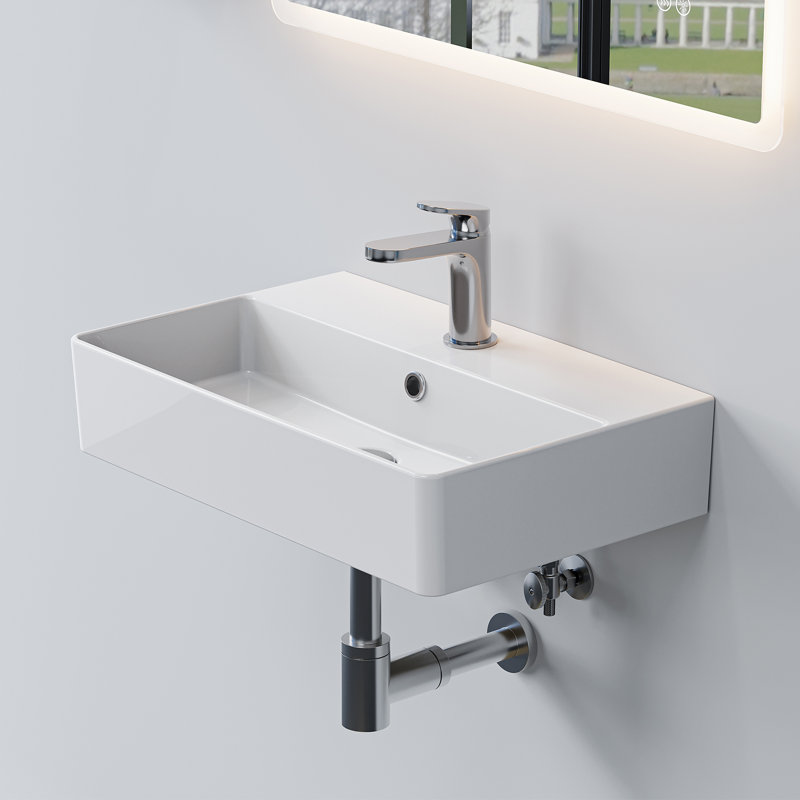 Belfry Bathroom 560mm L x 360mm W White Ceramic Rectangular Sink with Overflow