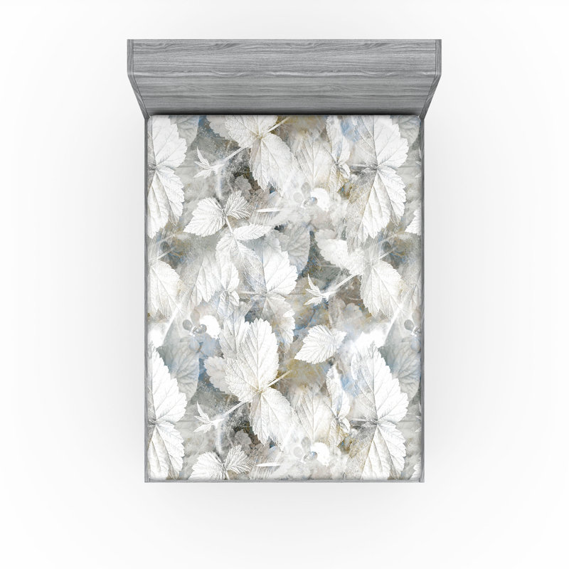 Drap-housse rustique Ambesonne, Coquille d'œuf foncée, sépia pâle / floral, Drap-housse grand