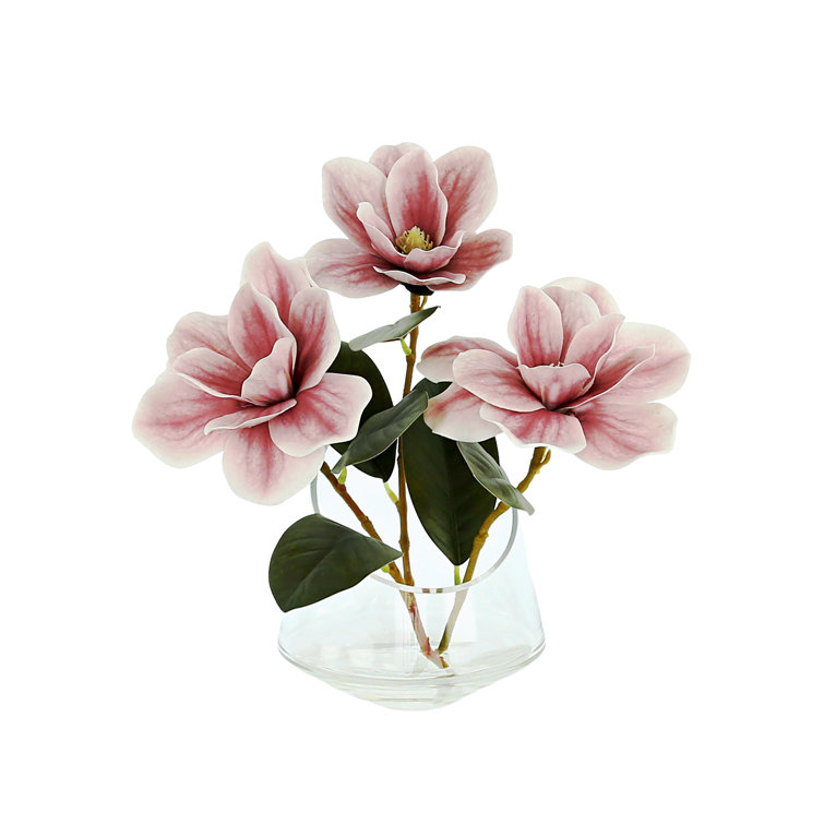 Creative Displays, Inc. Magnolia Arrangement In Clear Glass Vase | Perigold