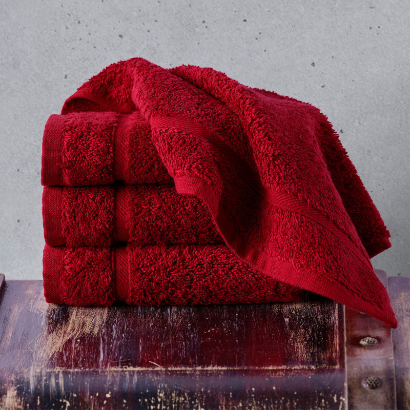 12-Pack Turkish Cotton Washcloth Set, 13x13 Inch 600 GSM Face Towels, Red