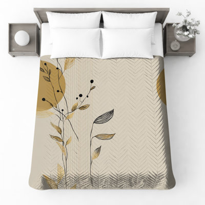 Abstract Leaf Branches Quilted Bedspread All Sizes
