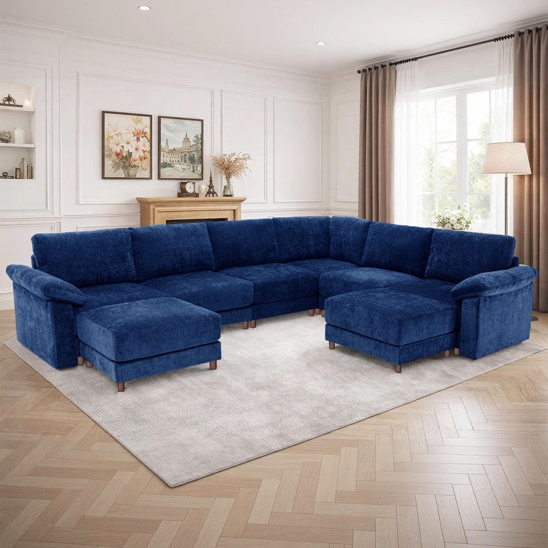 Canapé modulaire moderne pour le salon, Chenille bleu