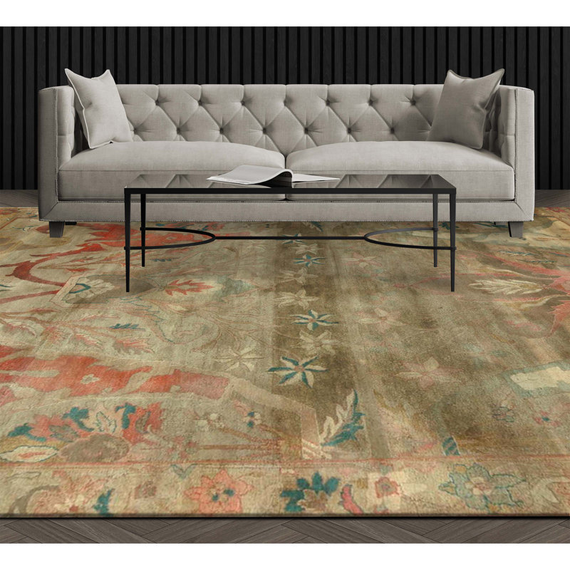 Tapis vert noué à la main de haute qualité