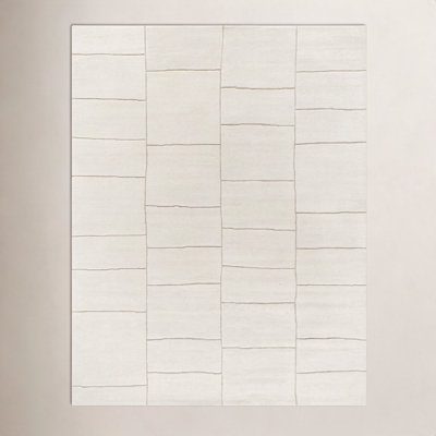 Hand-Tufted Geometric Ivory Rug
