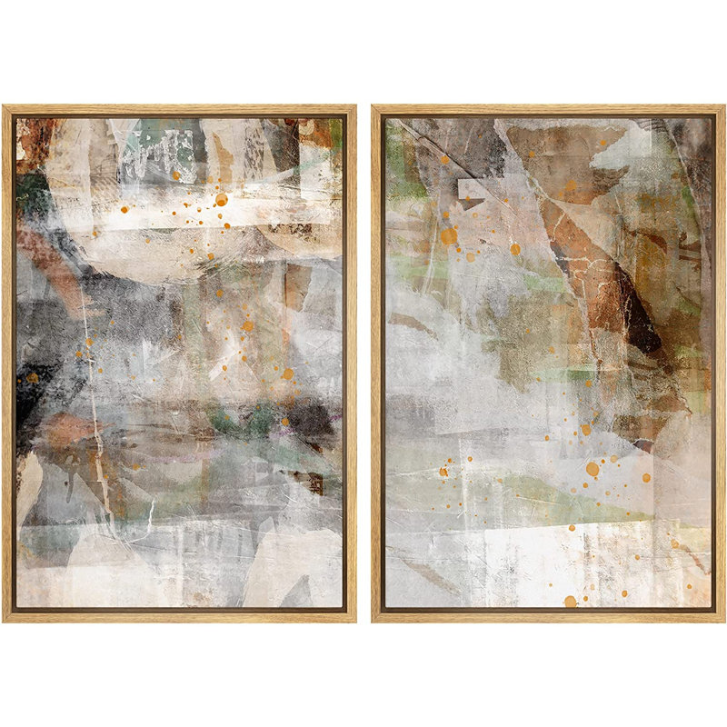 "Abstract Abstract Paint", reproduction d'art sur toile, H 24 po x l 36 po x P 2 po, Toile avec cadre flottant brun