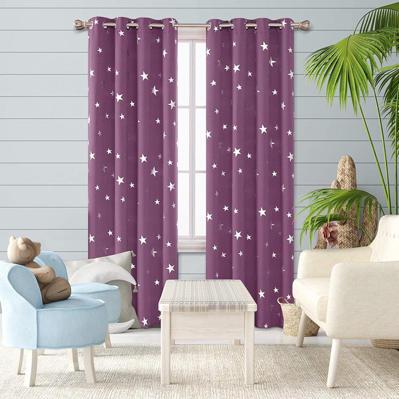Manzanita Eyelet Room Darkening Thermal Curtains, Purple, 117cm W x 183cm D