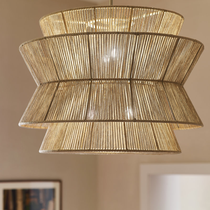 36" 4-Light Pendant with Jute Shade, 20.75" H x 28" W x 28" D, 4